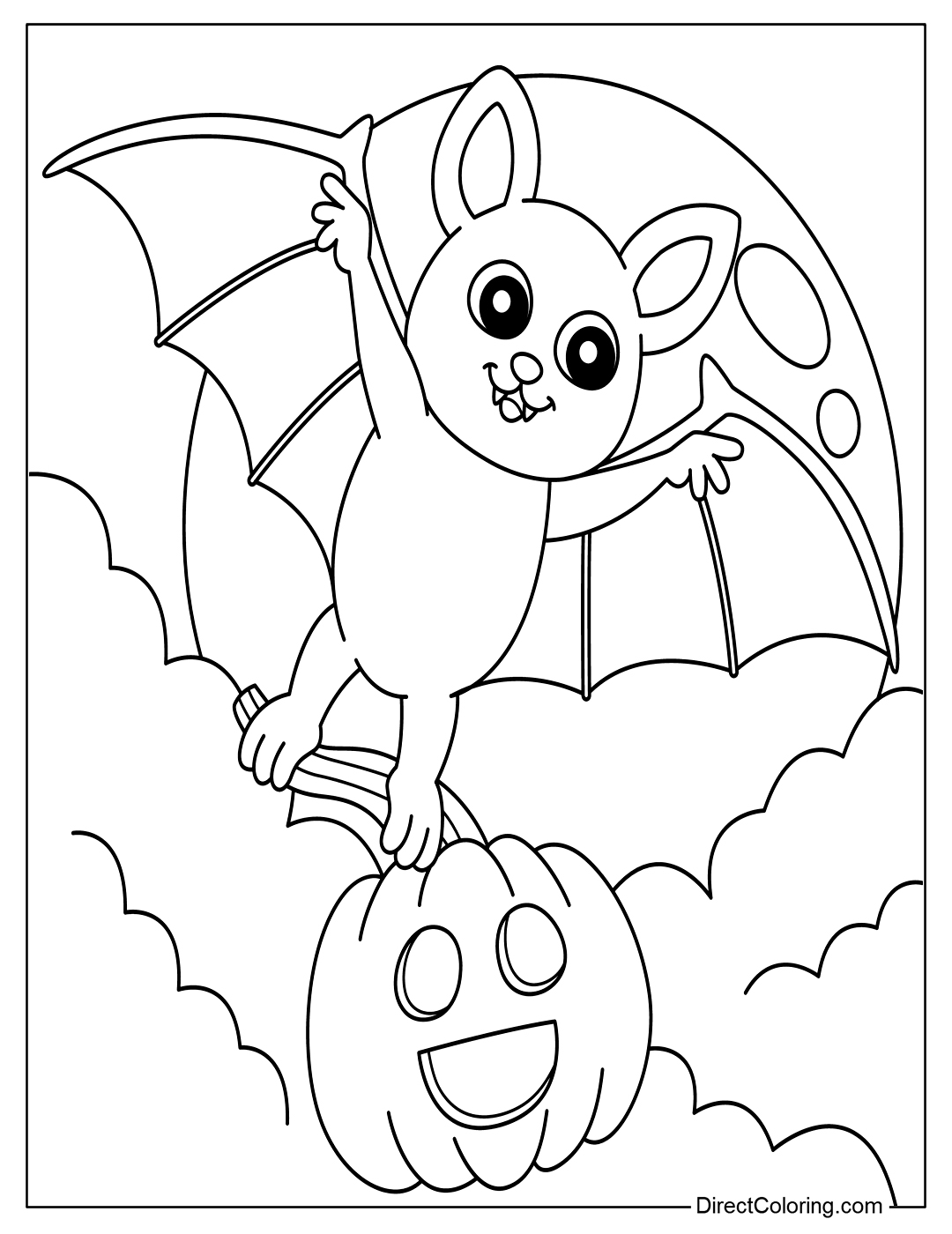 Bat Halloween Coloring Page